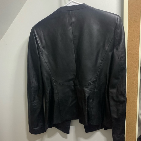 Zara Beautiful Black Zip Up Leather Jacket size Large, excellent condition - Picture 2 of 9